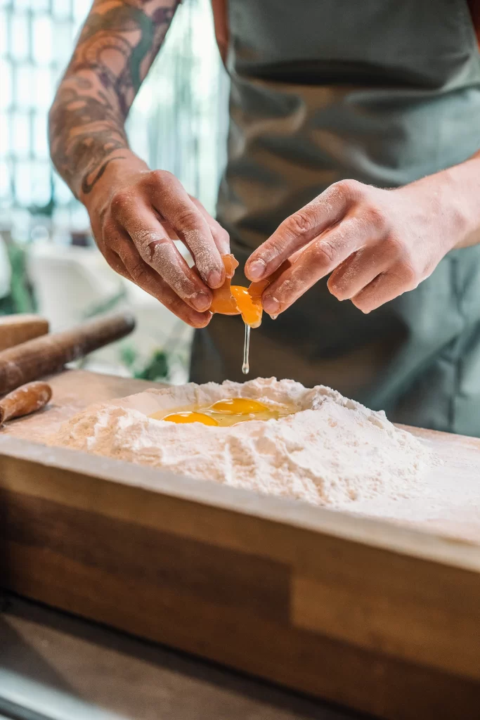 Handmade pasta preparation at Zia Tina Italian restaurant Seminyak Bali